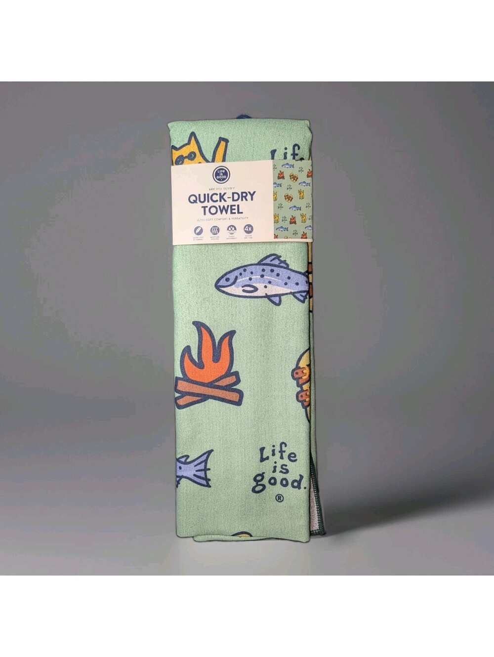 Life Is Good Quick Dry Towel Fish Camping
